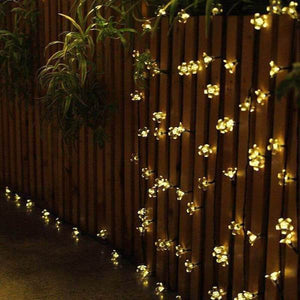 Solar-powered Warm-white Blossom Flower String Lights